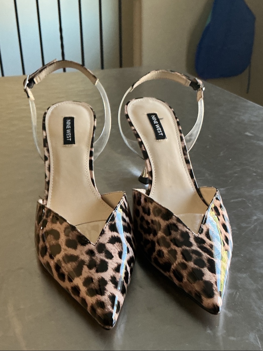 Nine West Leopard-Print Pointed Slingback Pumps - Brown/Black